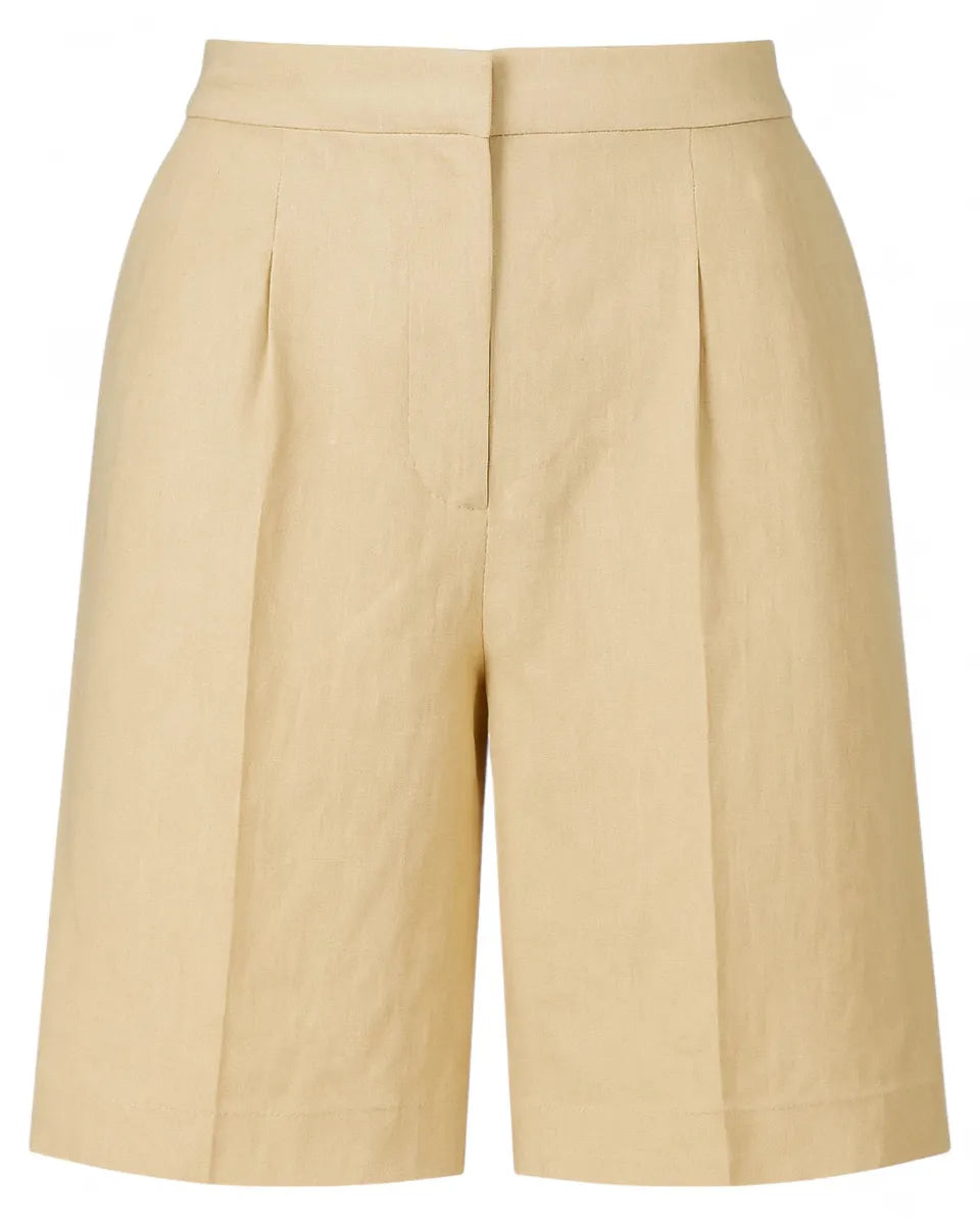 Bermuda in lino beige-ANGELA DAVIS-Shorts-Vittorio Citro Boutique