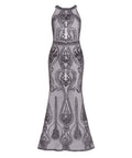Abito lungo in rete con paillettes e schiena scoperta-Abiti-LADY CHIC-Vittorio Citro Boutique