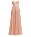 Abito lungo da sera in tulle glitterato color pesca con bustier e cintura-Abiti-Soani-Vittorio Citro Boutique