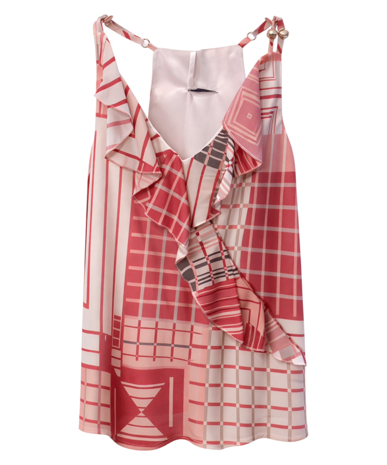 Top geometrico TUWE con balze