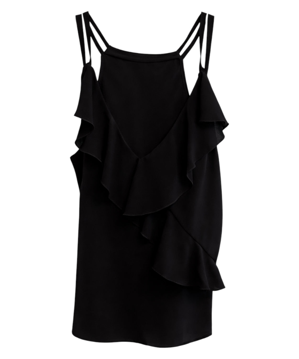 Top nero con balze e spalline Tuwe