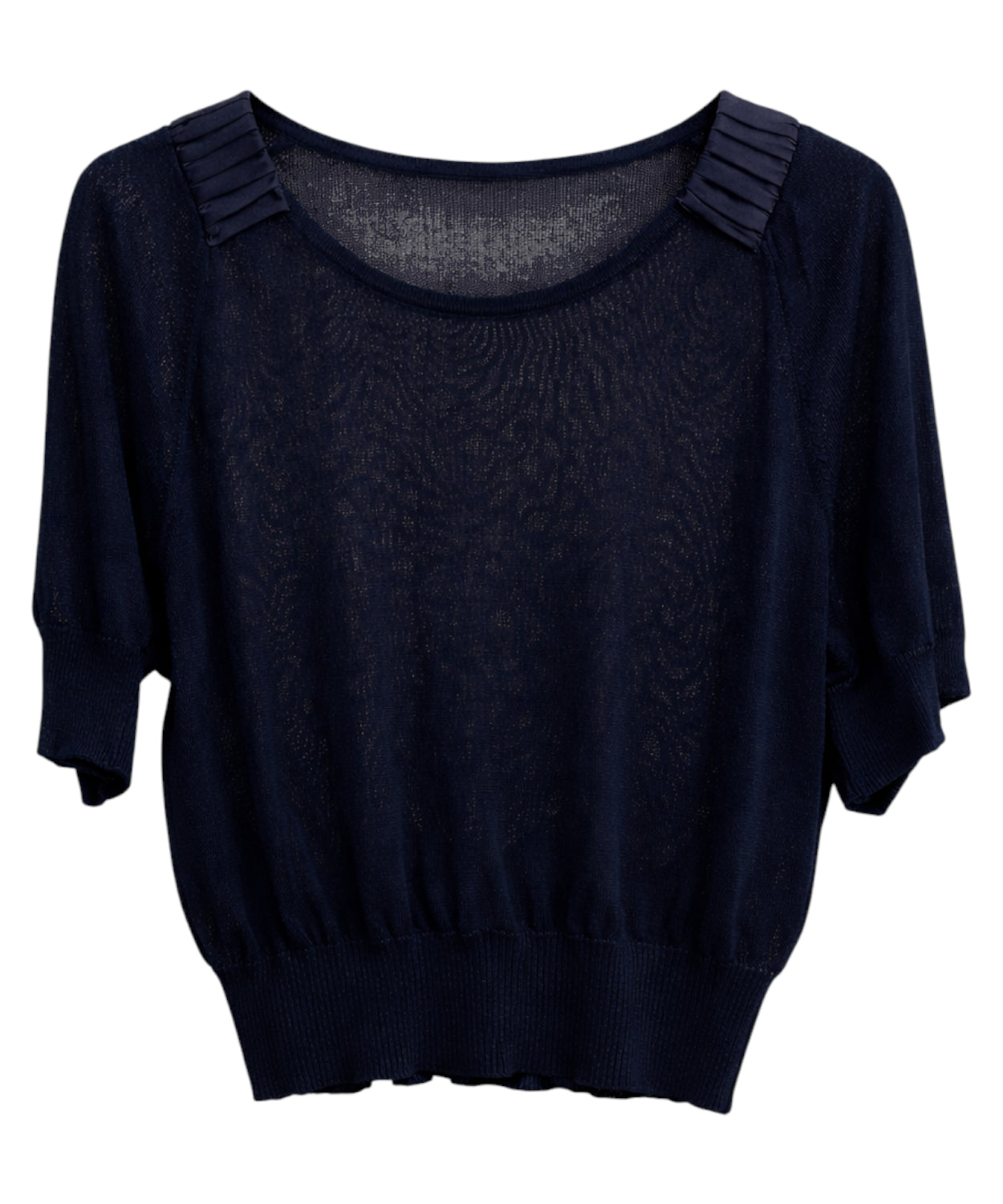 Blusa in maglia con dettagli plissè blu