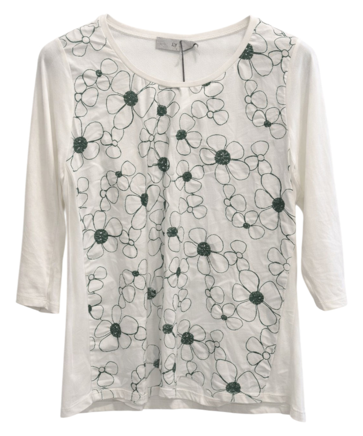 Maglia bianca con ricamo floreale