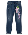 Jeans blu medio con ricamo floreale-BLUGIRLFOLIES-Jeans-Vittorio Citro Boutique