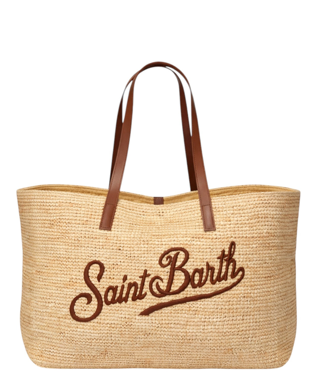 Borsa donna City in raffia con logo