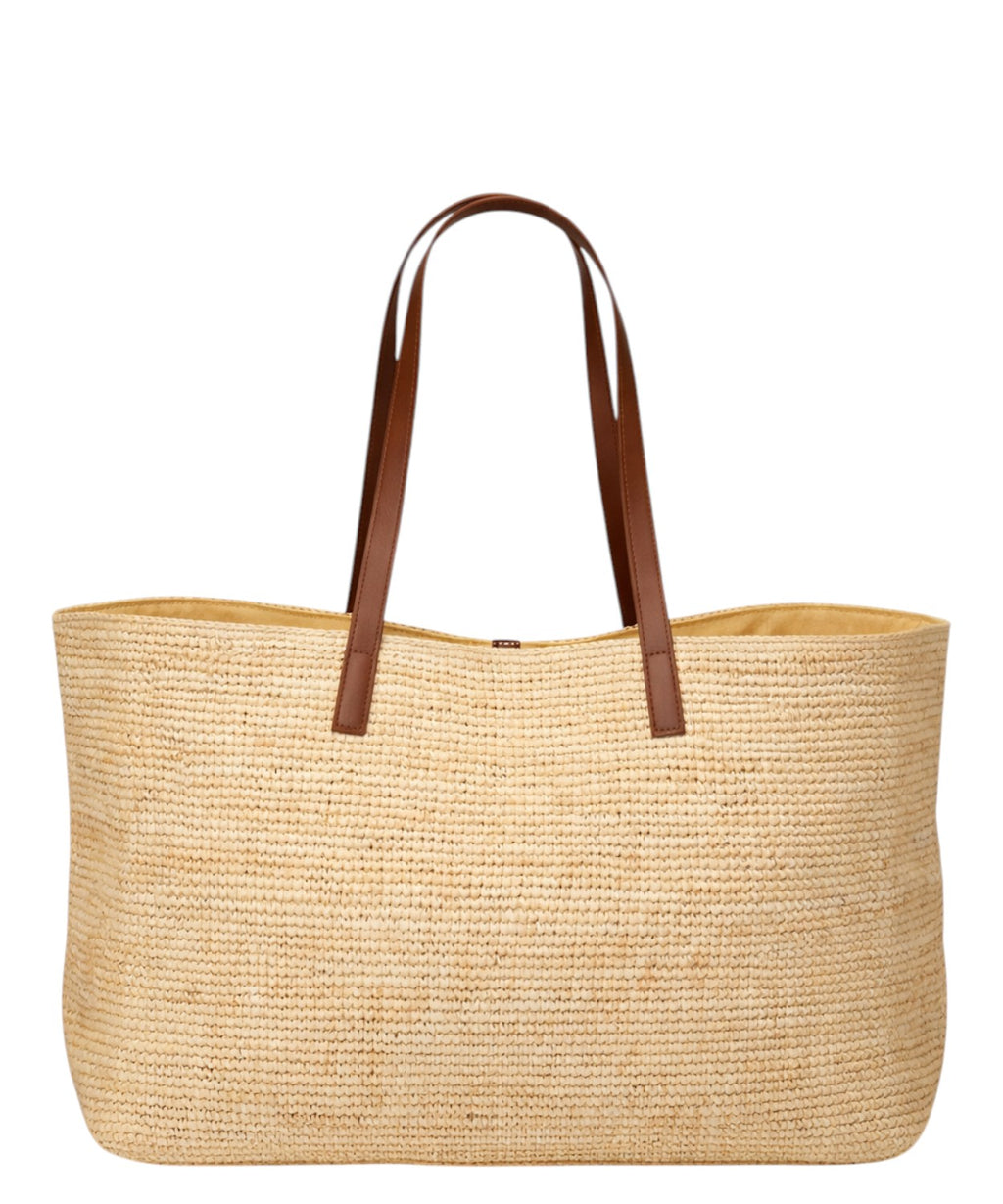 Borsa donna City in raffia con logo