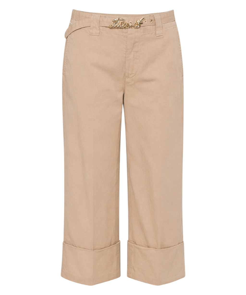 Twinset Ramie broek met logoband