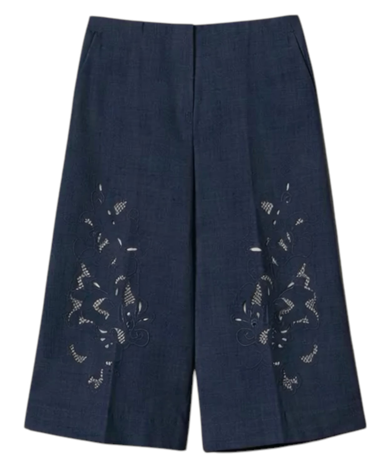 Bermuda in Misto Lino Twinset con Ricamo