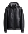 Giubbotto in Pelle Uomo Gallotti con Cappuccio e Zip
