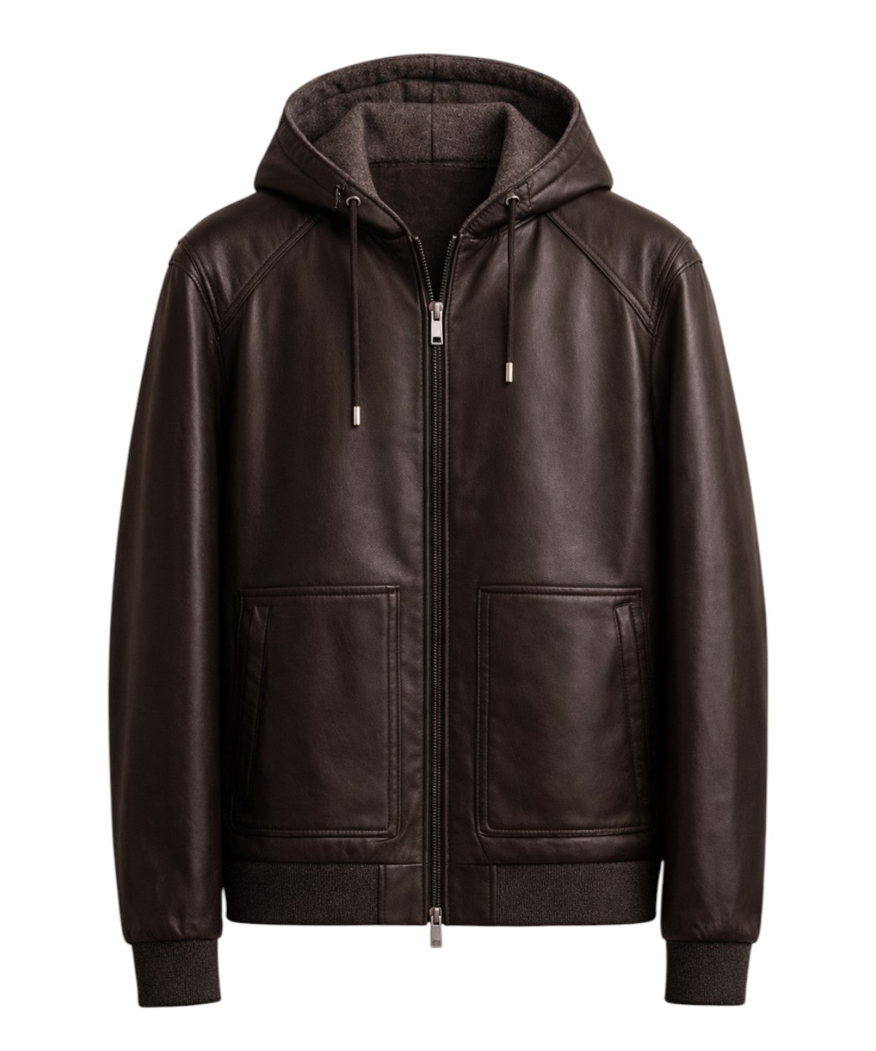 Giubbotto Pelle Uomo Gallotti con Cappuccio e Zip