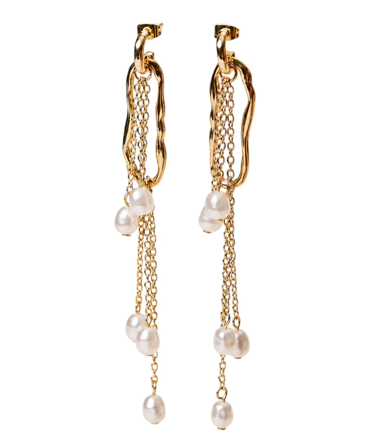 Orecchini Pendenti Dorati con Perle New Gold