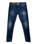 Jeans C+ Denim Blu Slim Fit con Effetto Usato