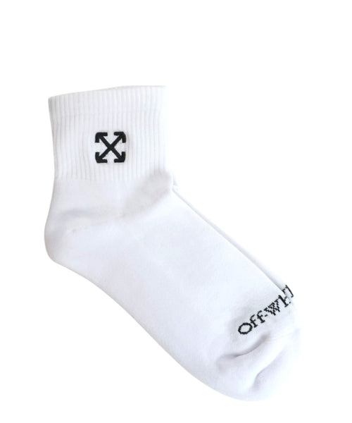 Calzini alla Caviglia Off White in Cotone con Logo Ricamato