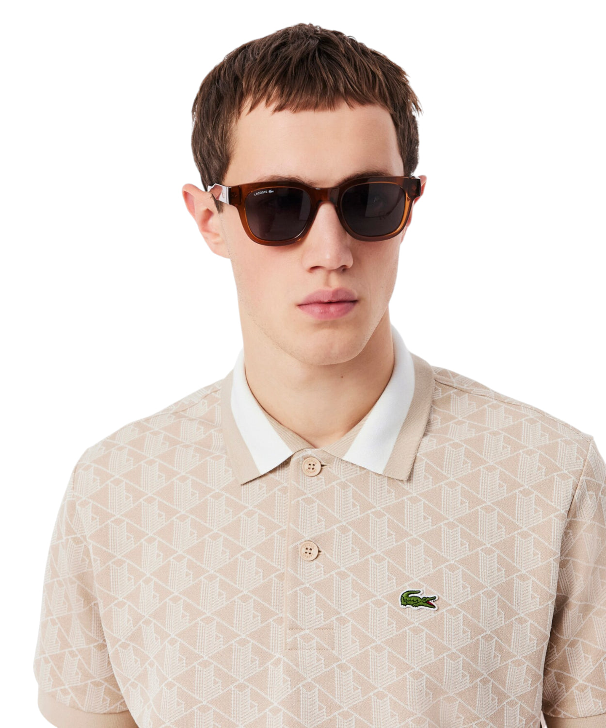 Polo Uomo Jacquard Lacoste con Monogramma