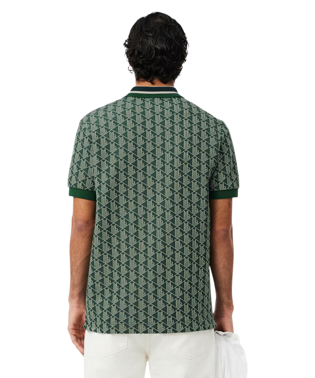 Lacoste Herren-Polohemd aus Jacquard-Stoff mit Monogramm