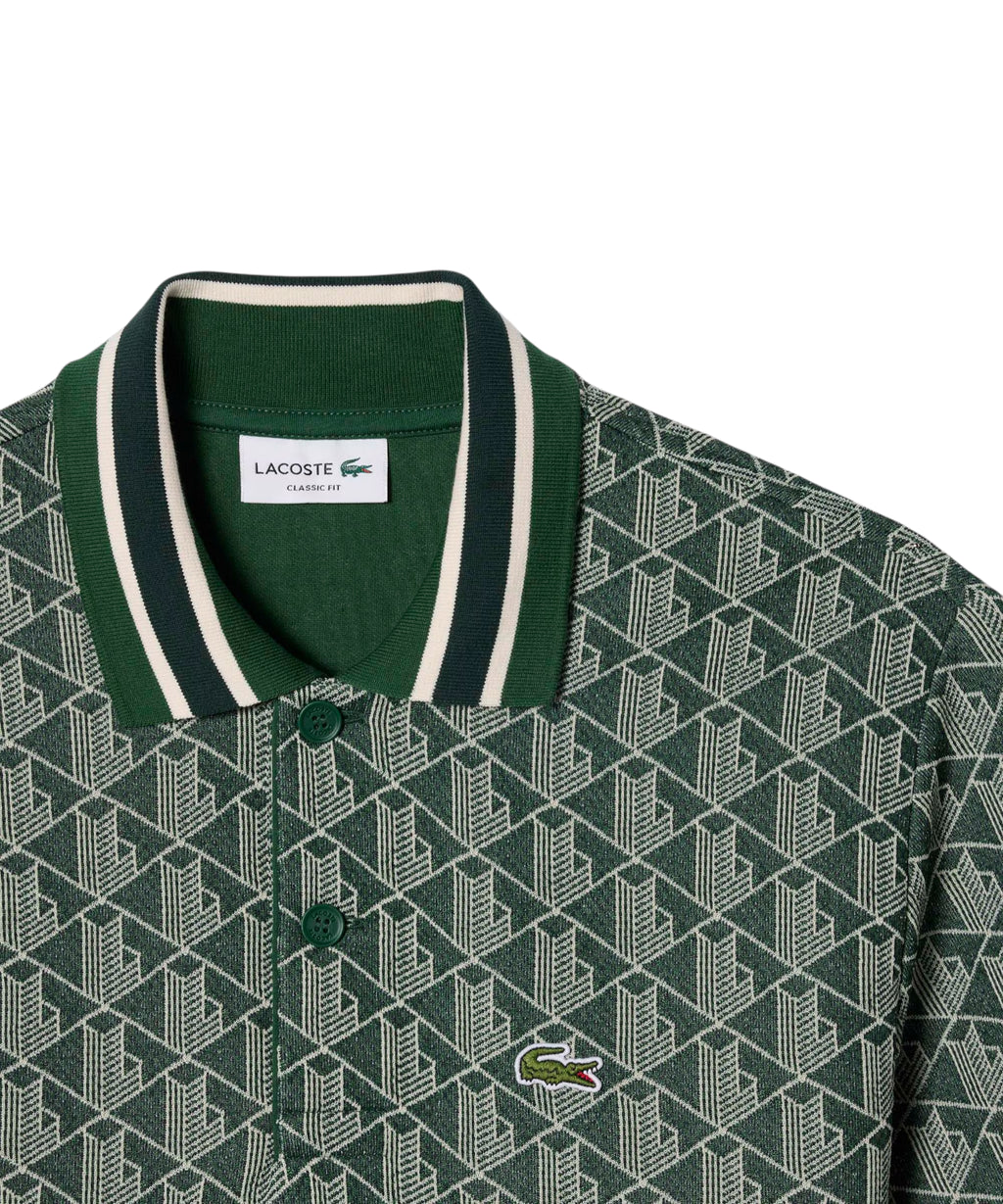 Lacoste Herren-Polohemd aus Jacquard-Stoff mit Monogramm