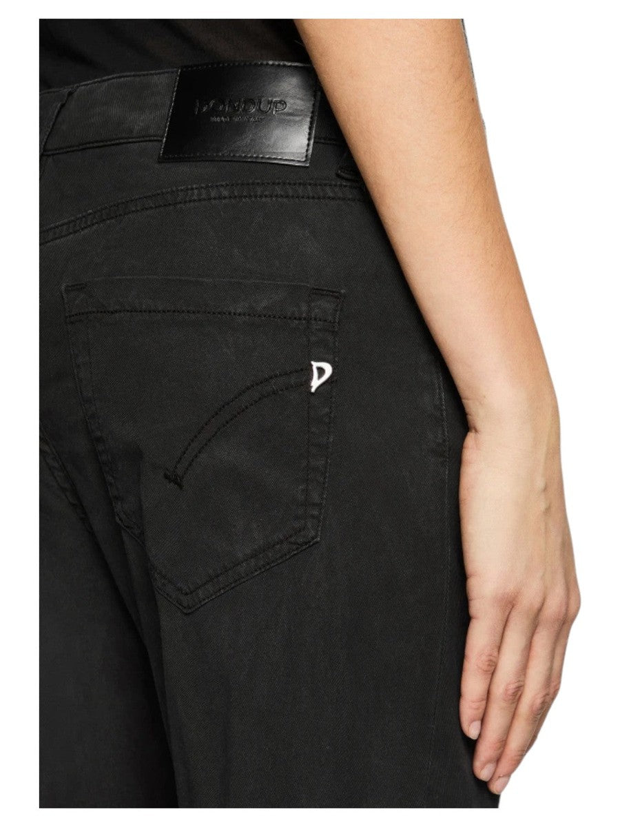 Pantaloni Crop Dritti Koons con Bottoni Cristallo-Pantaloni-Dondup-Vittorio Citro Boutique
