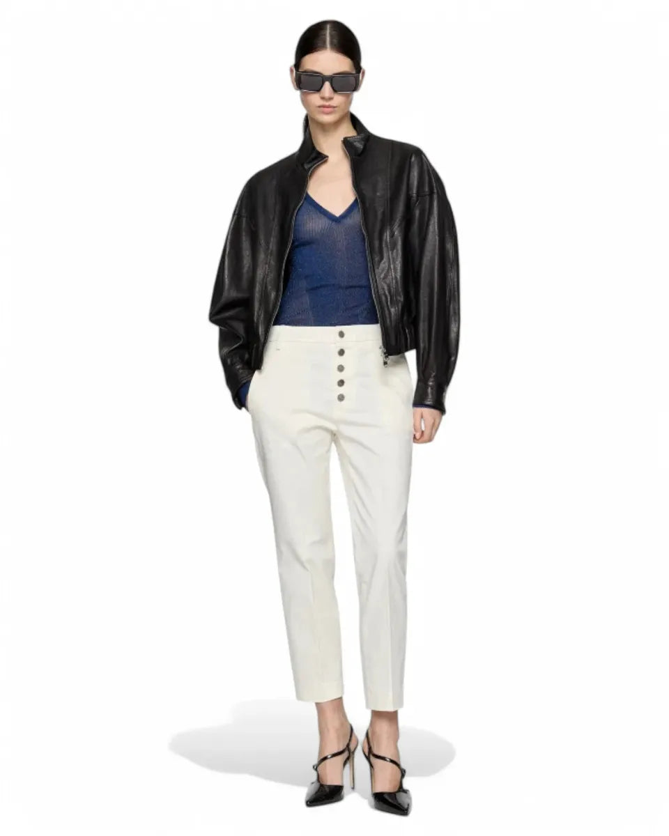 Pantaloni Nima Loose in Gabardina-Dondup-Pantaloni-Vittorio Citro Boutique