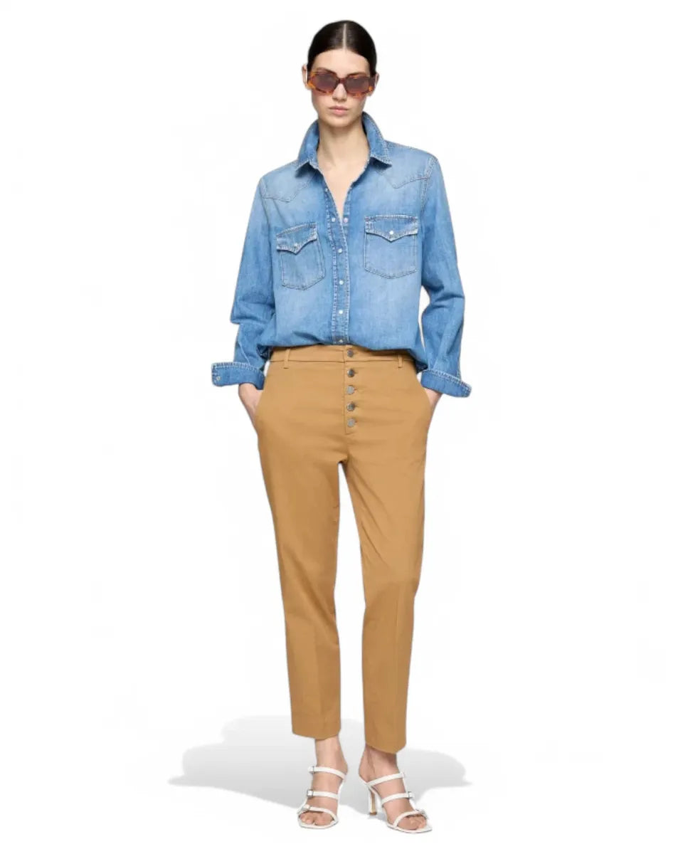 Pantaloni Nima Loose in Gabardina-Dondup-Pantaloni-Vittorio Citro Boutique