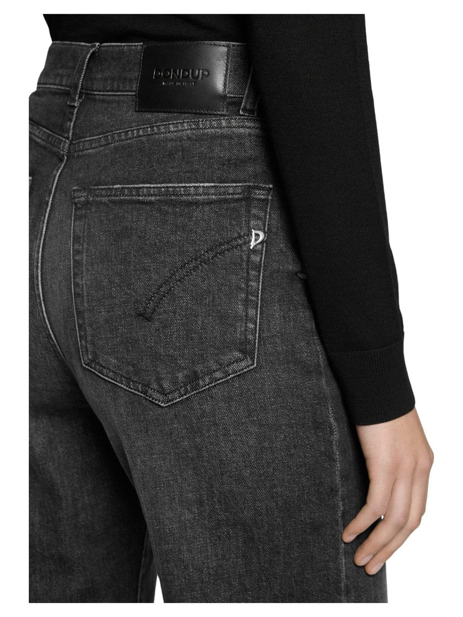 Jeans Amber grigio con bottone gioiello-Dondup-Jeans-Vittorio Citro Boutique