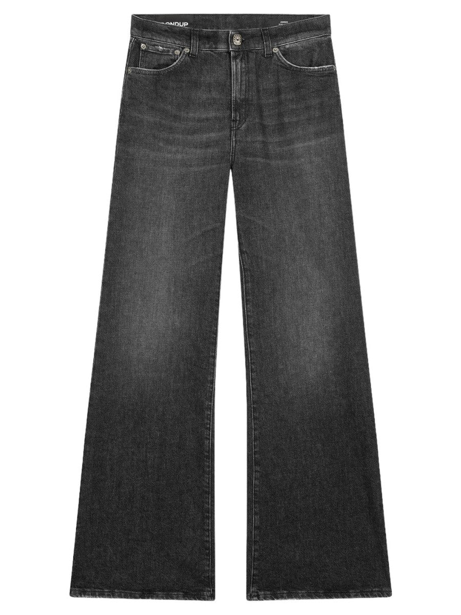 Jeans Amber grigio con bottone gioiello-Dondup-Jeans-Vittorio Citro Boutique