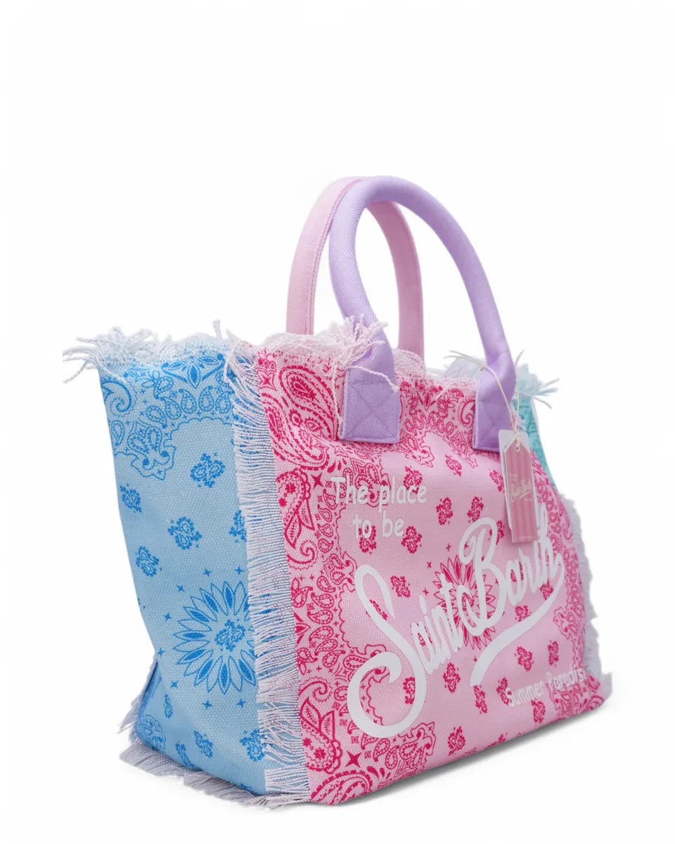 Borsa Vanity Bandana Rosa e Azzurra con Frange-Mc2 Saint Barth-Borse a spalla-Vittorio Citro Boutique