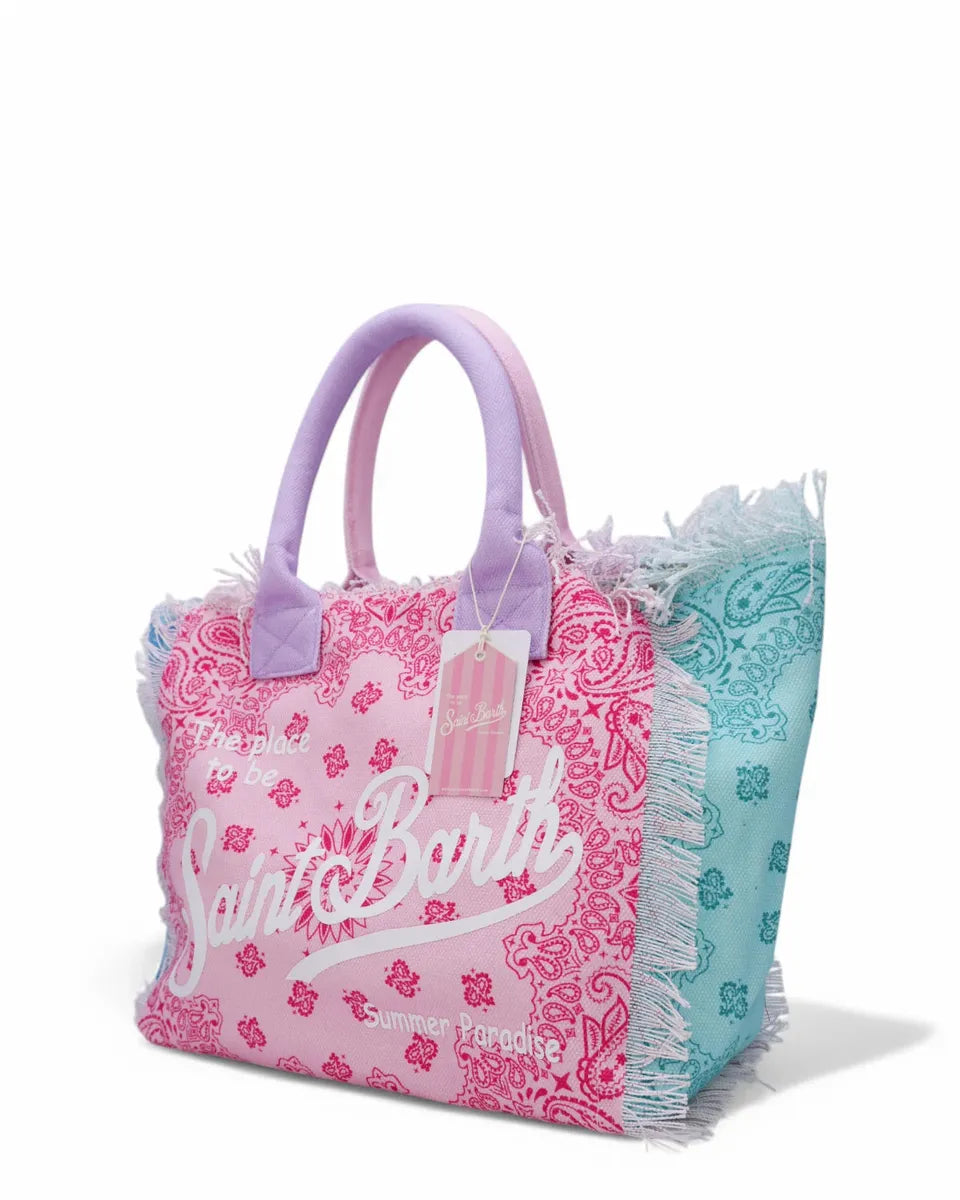 Borsa Vanity Bandana Rosa e Azzurra con Frange-Mc2 Saint Barth-Borse a spalla-Vittorio Citro Boutique