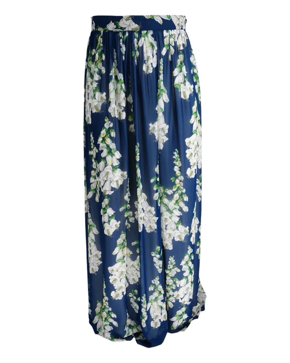 Gonna Lunga in Viscosa Blu Floreale-BLUGIRLFOLIES-Gonne-Vittorio Citro Boutique