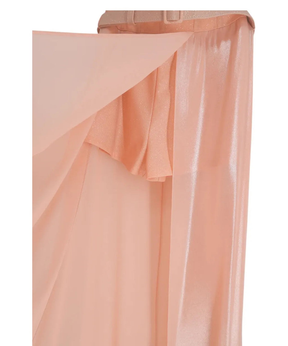 Abito lungo da sera in tulle glitterato color pesca con bustier e cintura-Abiti-Soani-Vittorio Citro Boutique
