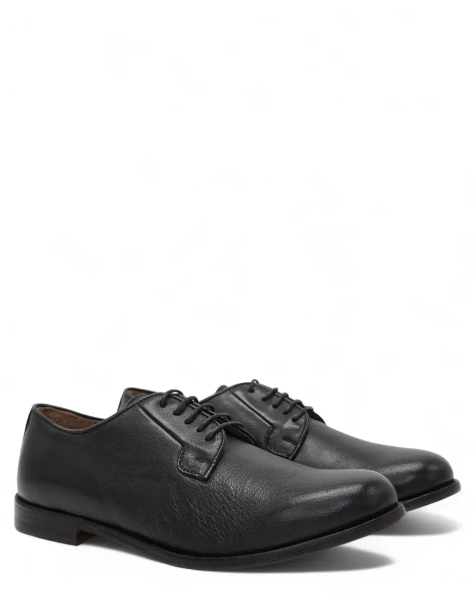 Scarpe Stringate in Pelle di Bufalo nero con Fondo in Cuoio-Nicol Sadler-Stringate-Vittorio Citro Boutique