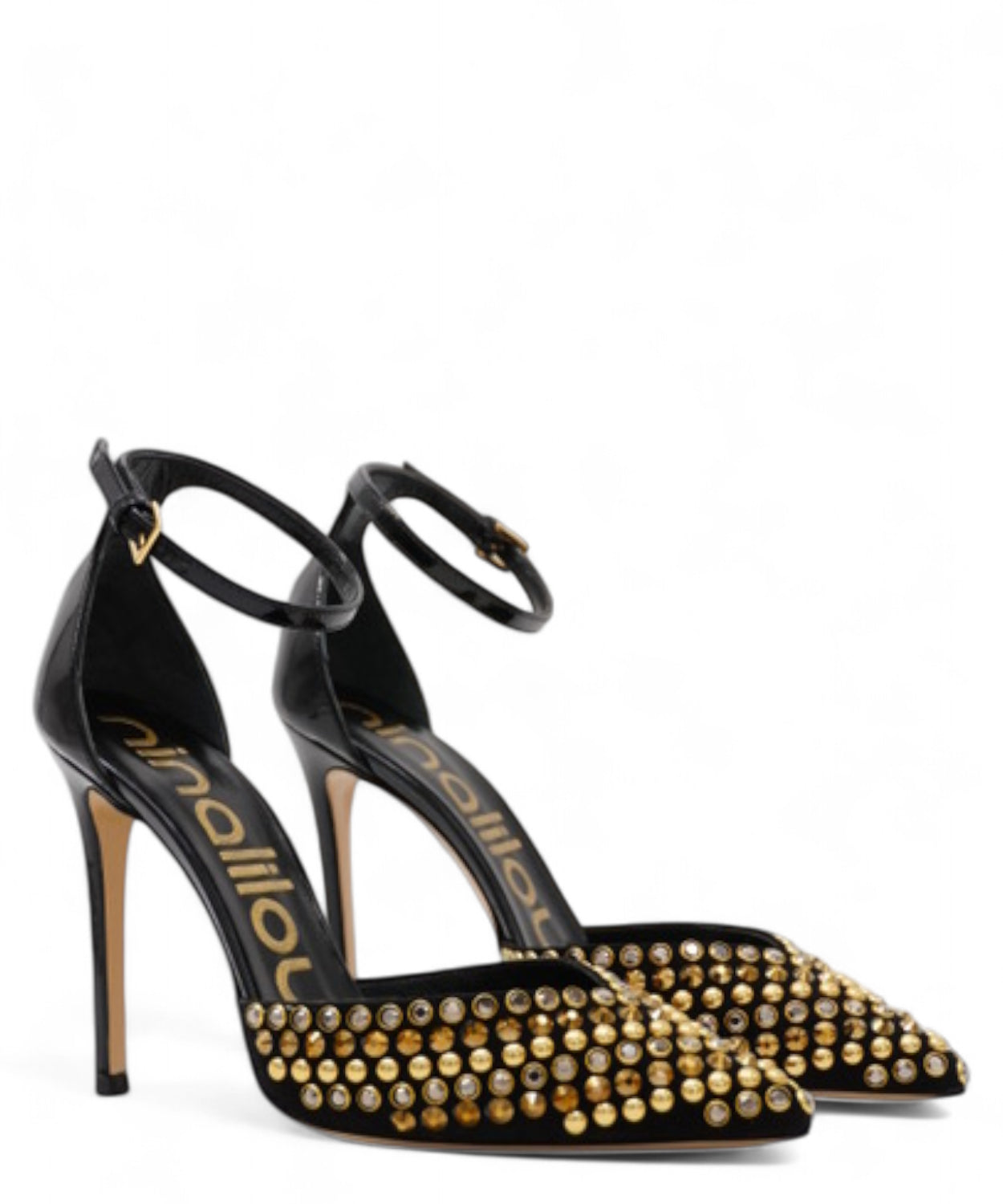 Décolleté Avril Suede Nero Borchie Oro-NINALILOU-Décolleté-Vittorio Citro Boutique