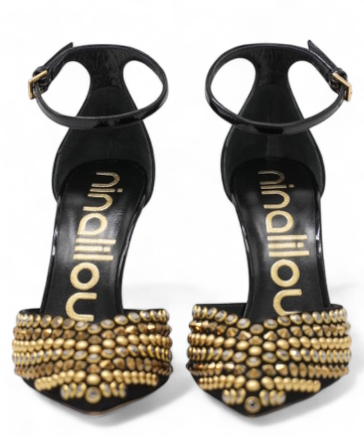 Décolleté Avril Suede Nero Borchie Oro-NINALILOU-Décolleté-Vittorio Citro Boutique