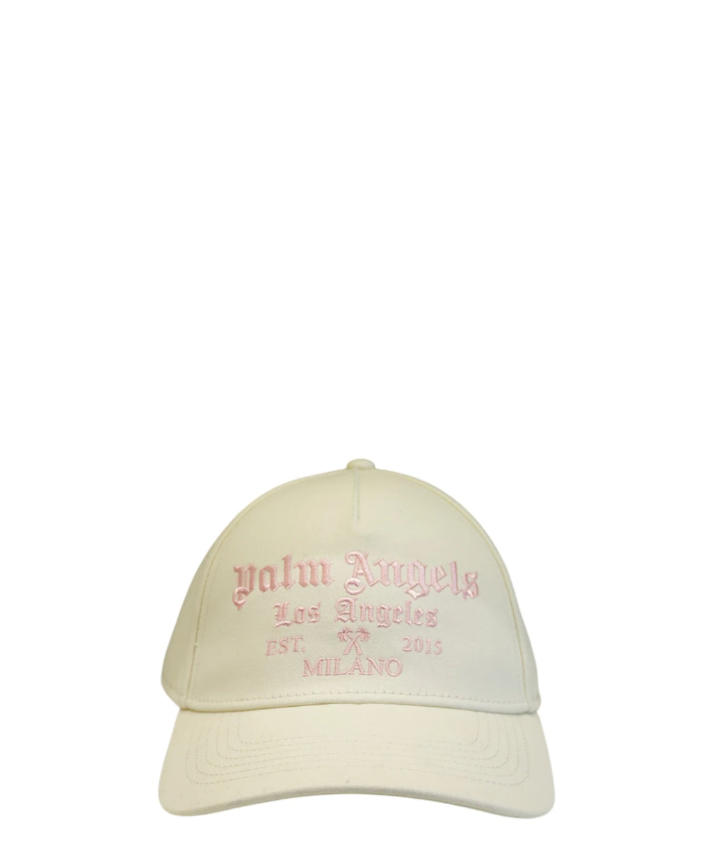 Czapka Palm Angels kremowa z różowym haftem
