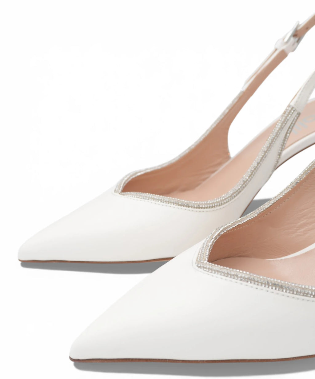 Ivory Slingbacks with Rhinestones - Elegant Ceremony Shoes
