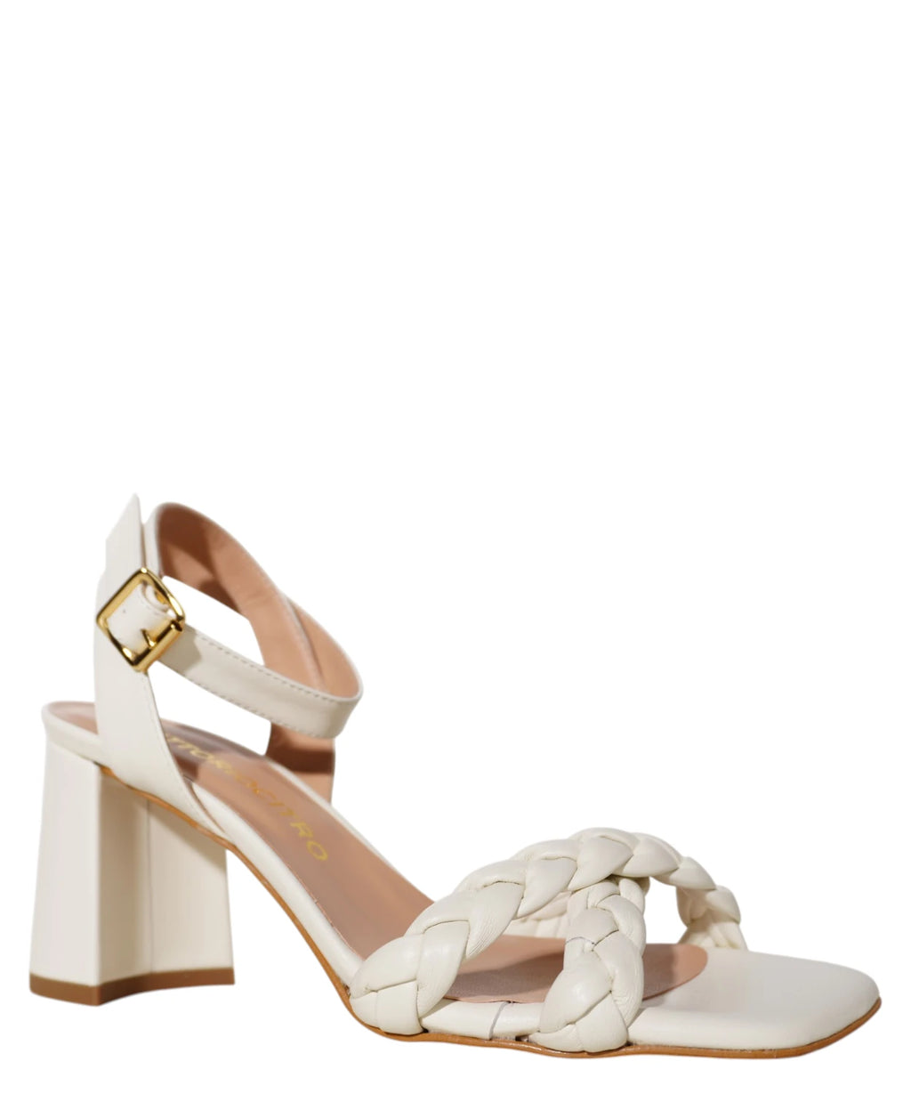 Sandali donna tacco largo 70 mm con fasce intrecciate