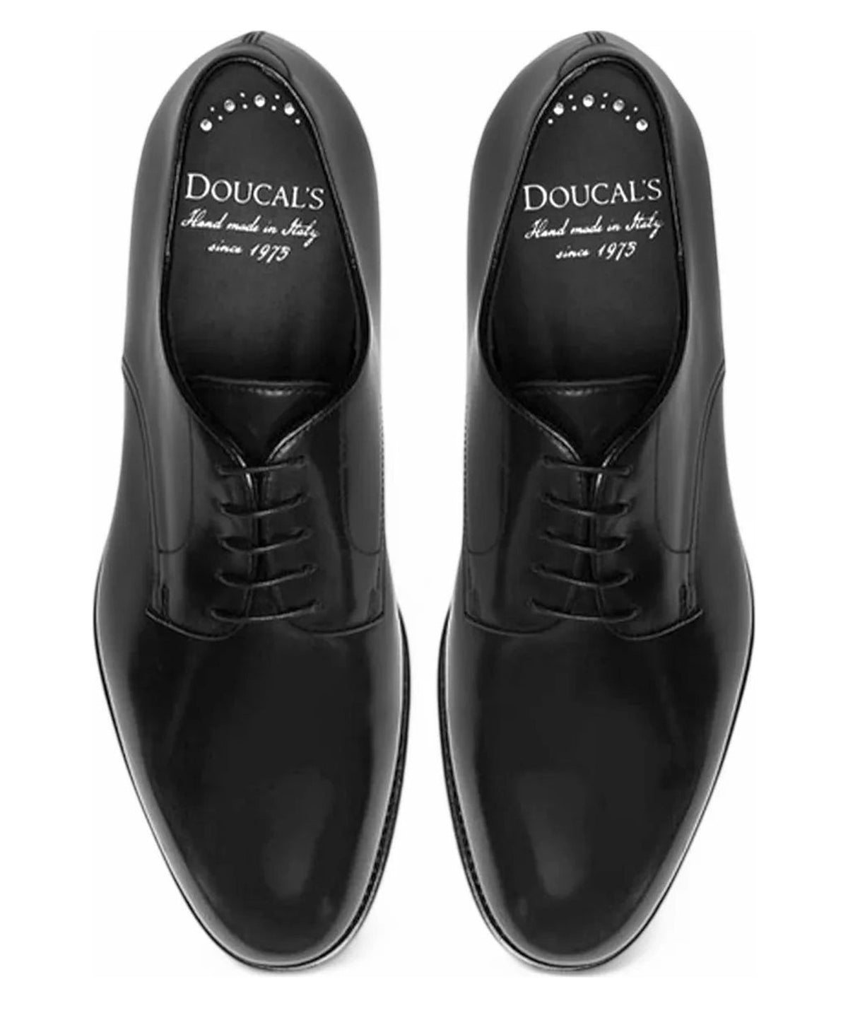 Stringate Doucal’s in Pelle Nera Spazzolata-Doucal'S-Stringate-Vittorio Citro Boutique