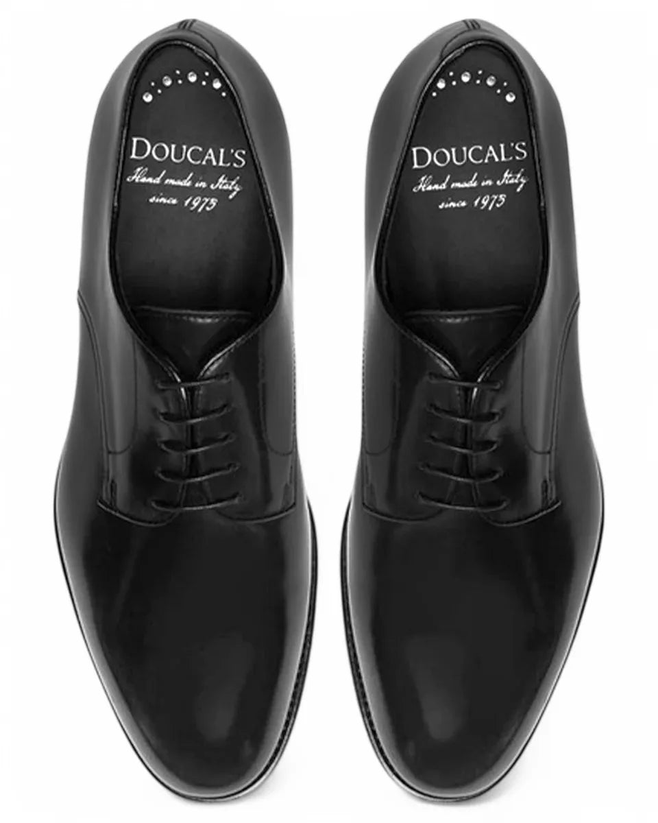 Stringate Doucal’s in Pelle Nera Spazzolata-Doucal'S-Stringate-Vittorio Citro Boutique