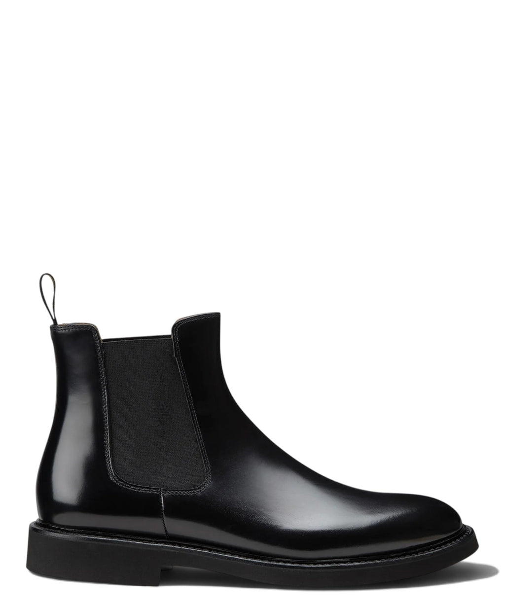 Men's black leather Beatles Ankle boots with rubber soles