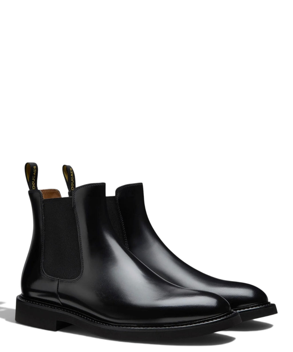 Men's black leather Beatles Ankle boots with rubber soles