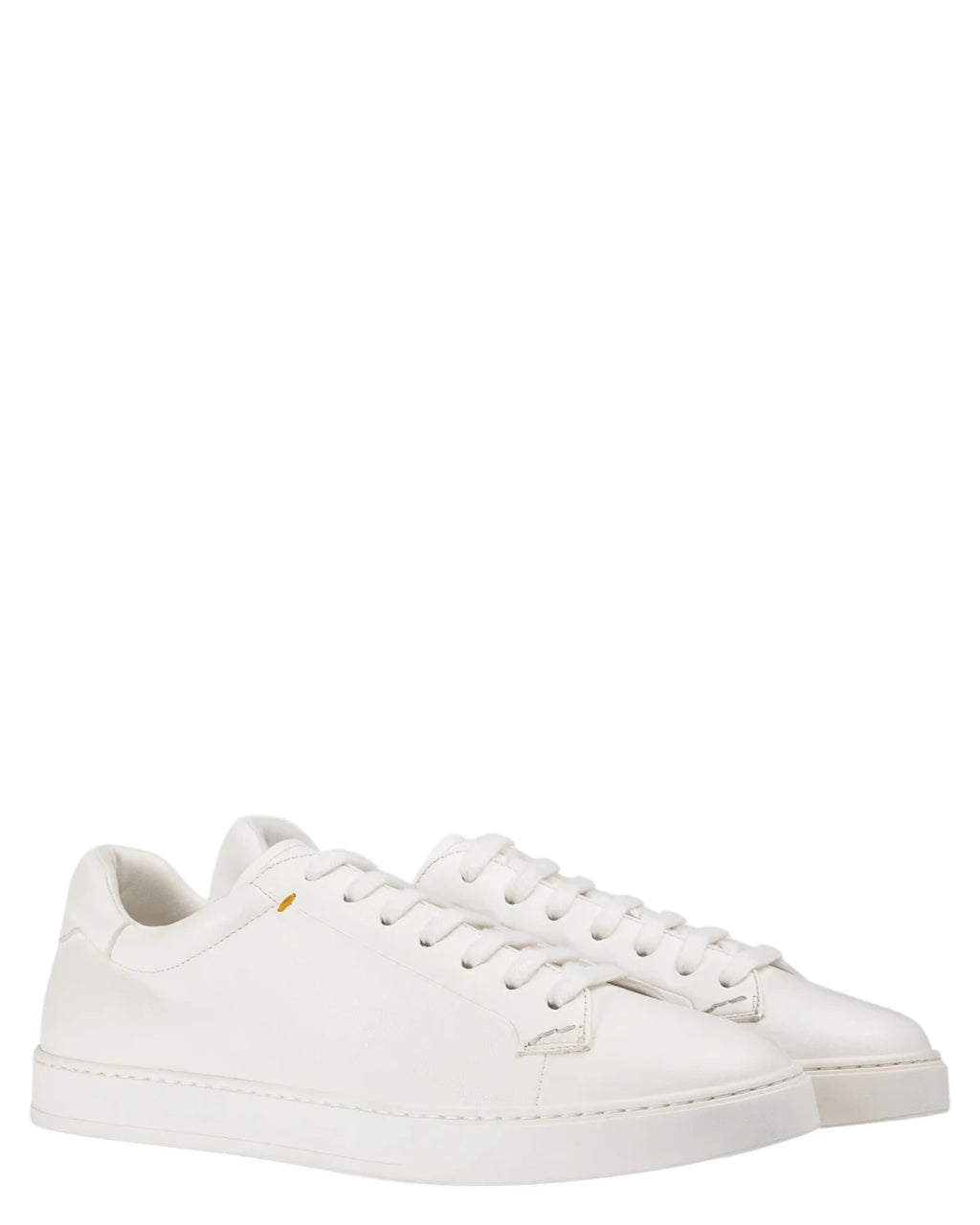 Men's White Leather Sneakers with Memory Foam - Made in Italy