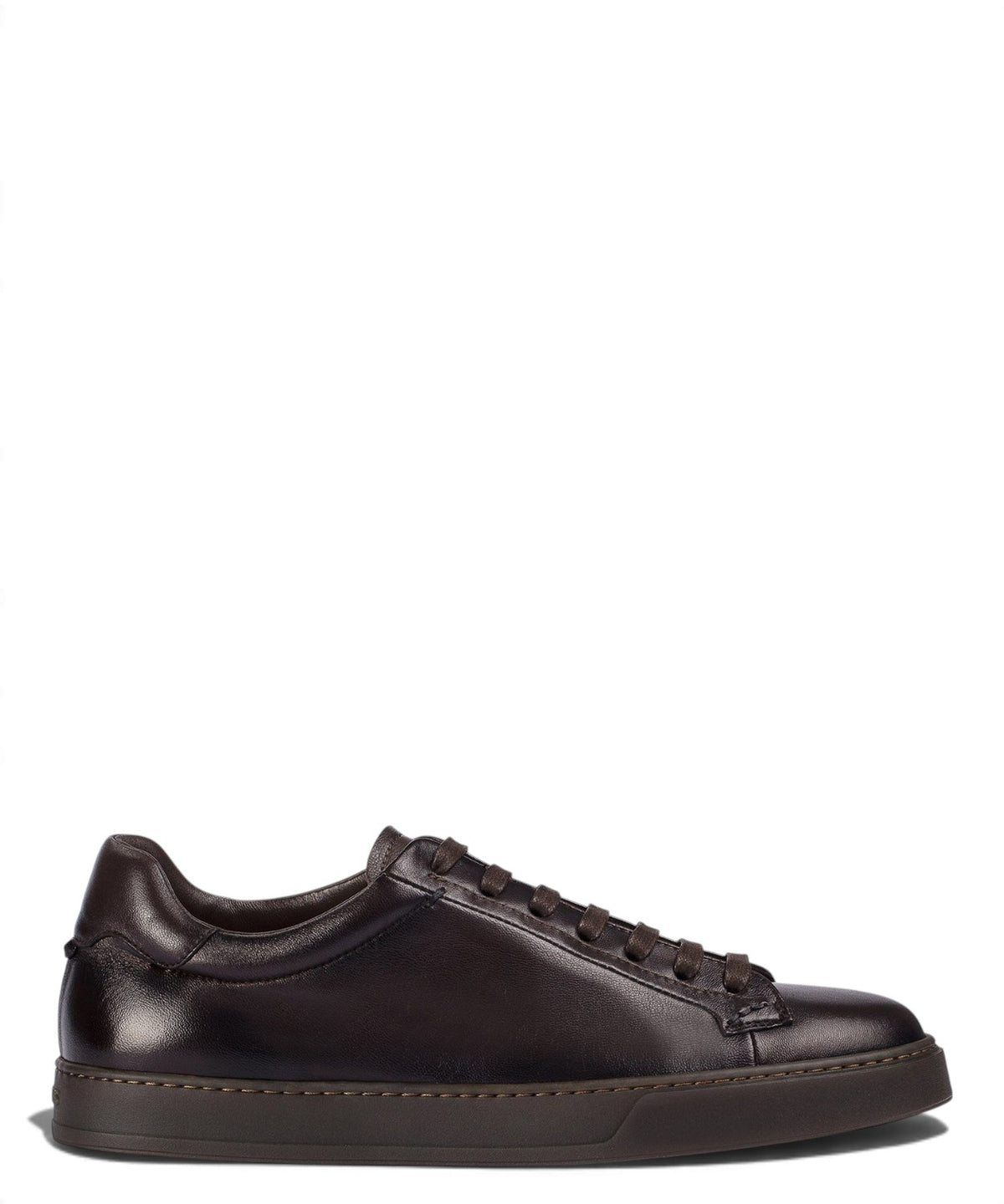 Herren-Sneaker aus aerografiertem dunkelbraunem Leder