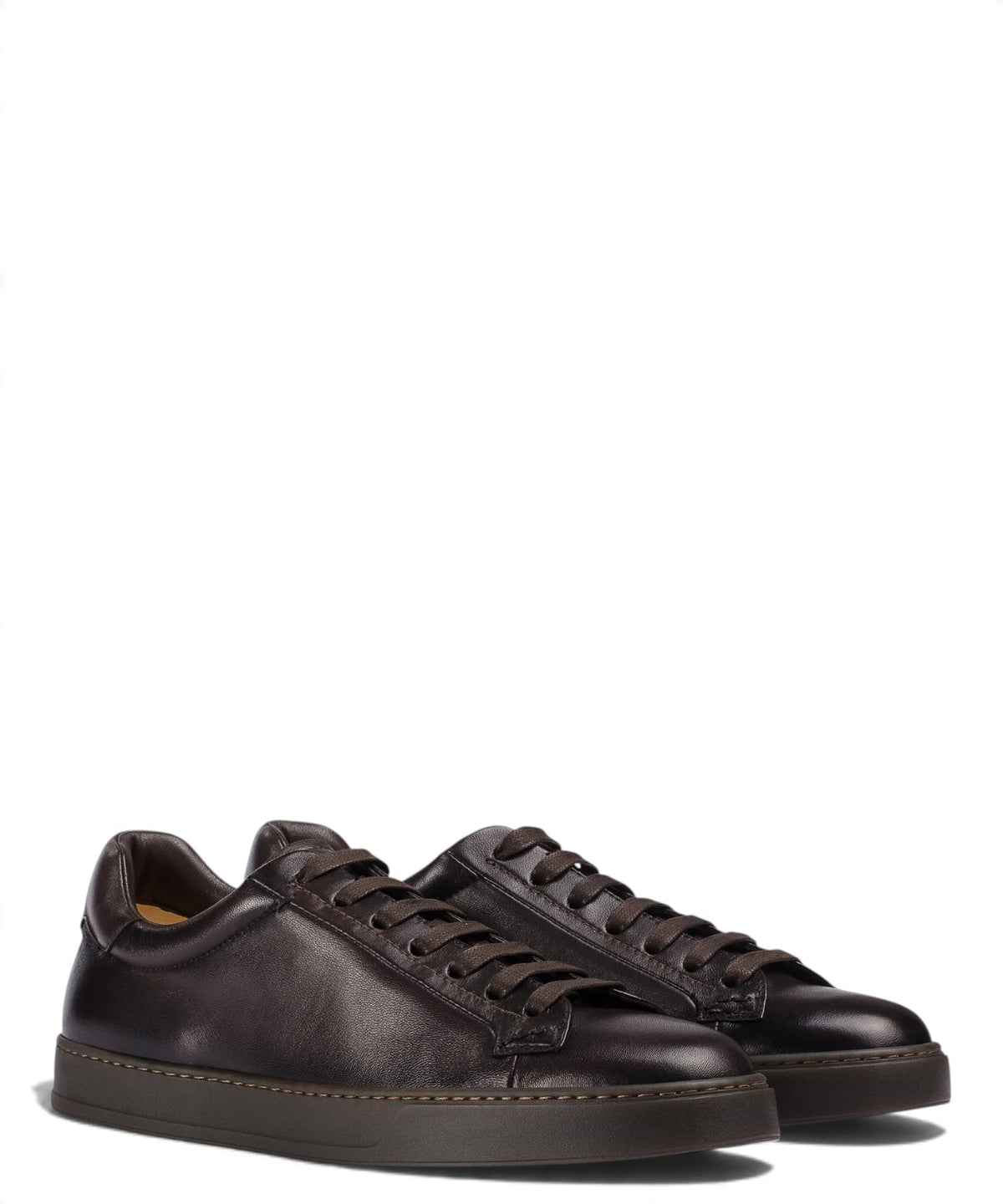 Herren-Sneaker aus aerografiertem dunkelbraunem Leder