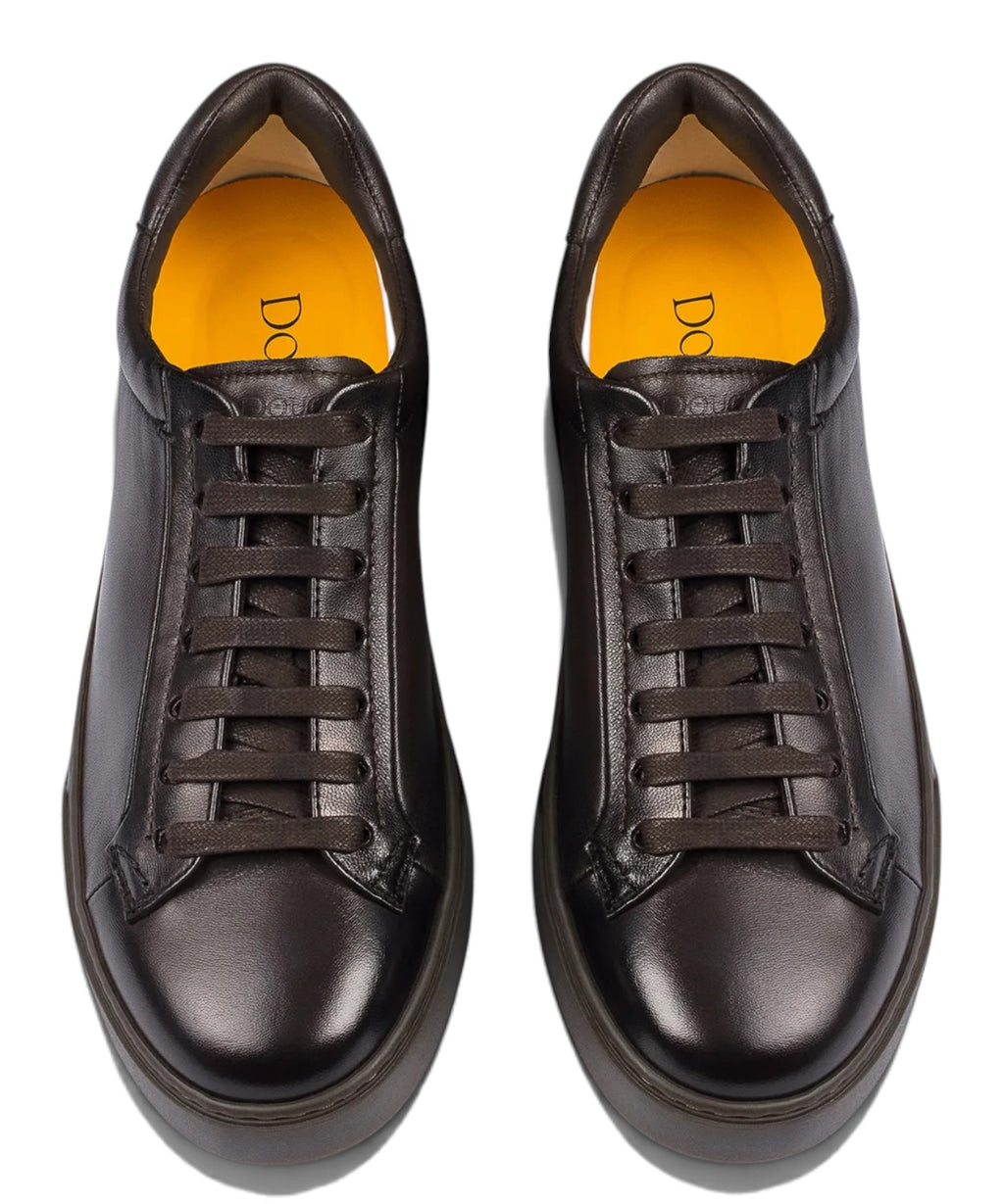 Herren-Sneaker aus aerografiertem dunkelbraunem Leder