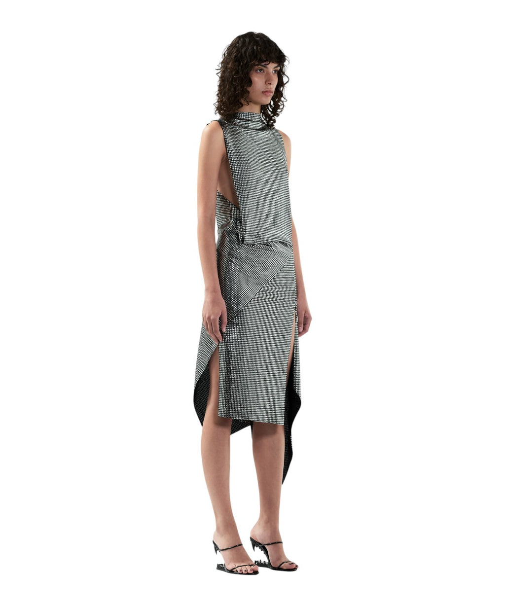 Abito Midi Elegante in Sparkling Jersey Asimmetrico