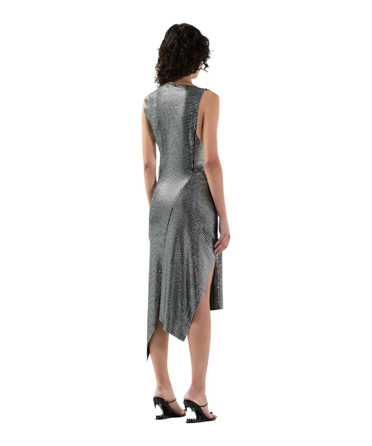Abito Midi Elegante in Sparkling Jersey Asimmetrico