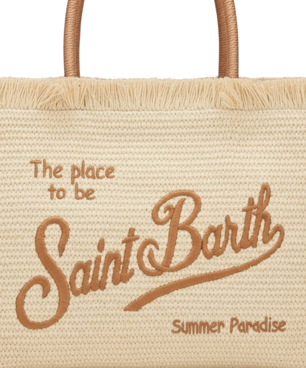 Borse Vanity MC2 Saint Barth in Paglia con logo e manici a Contrasto