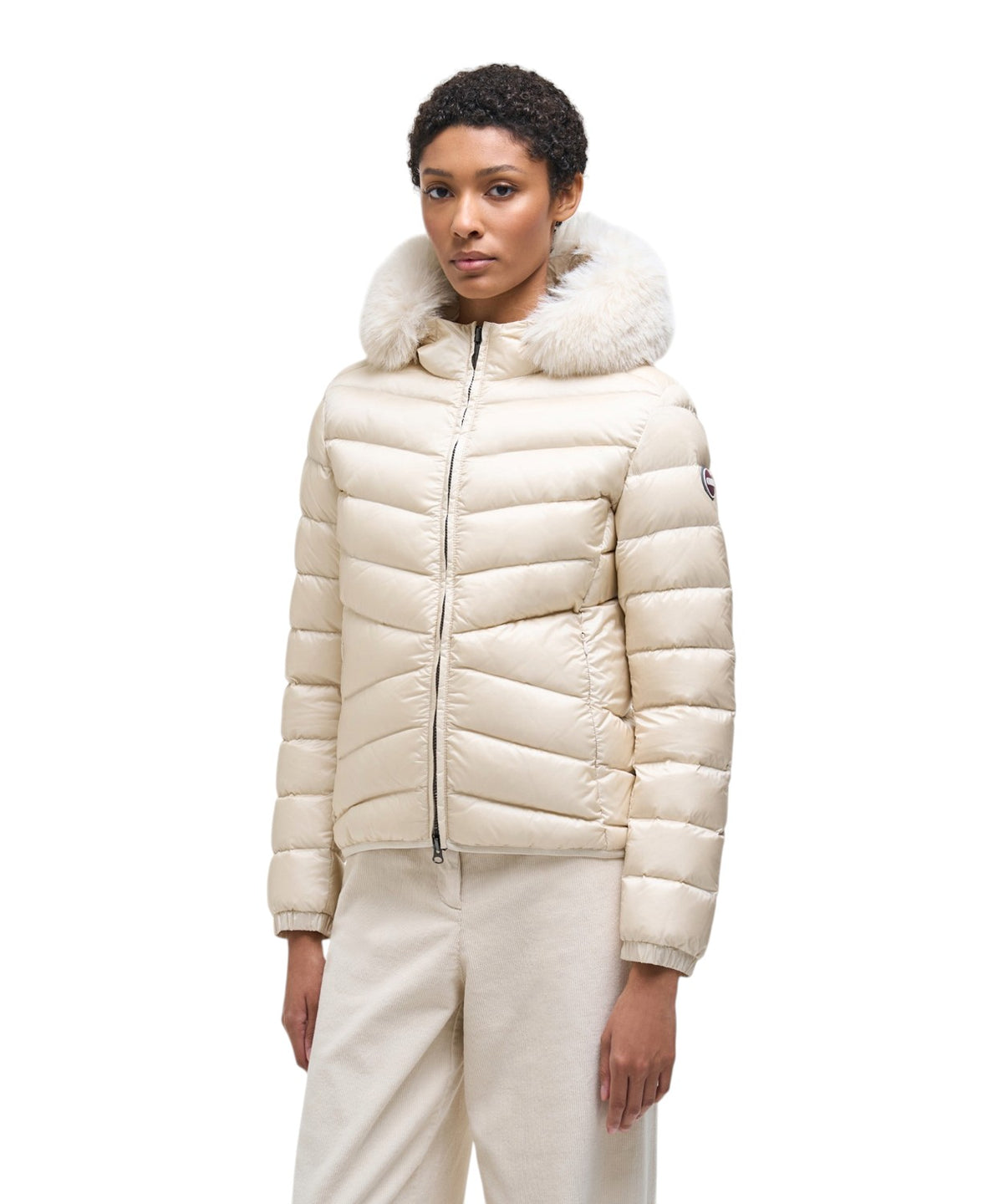 Piumino Donna Colmar con Cappuccio in Pelliccia Sintetica