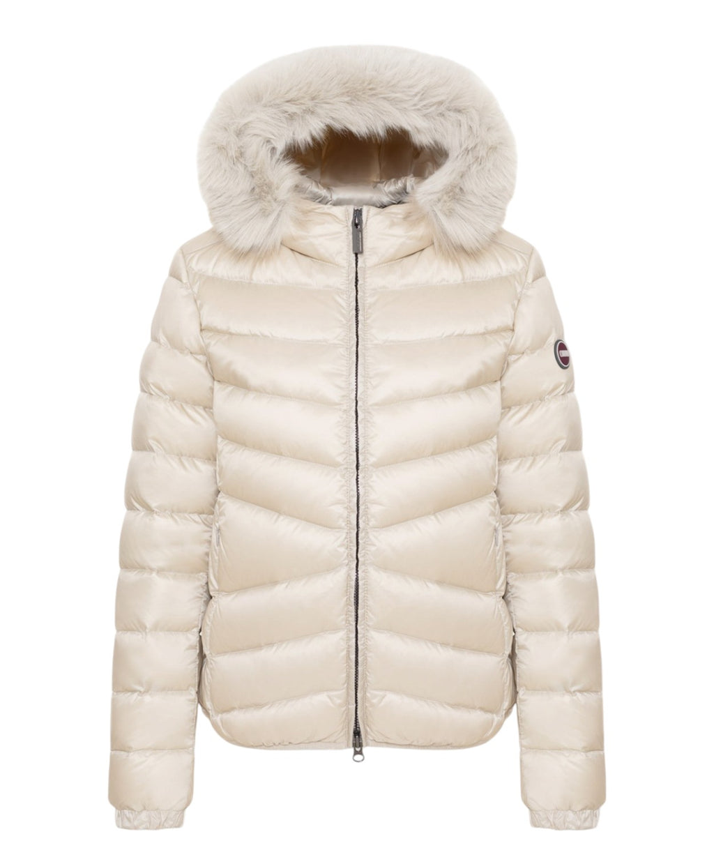 Piumino Donna Colmar con Cappuccio in Pelliccia Sintetica
