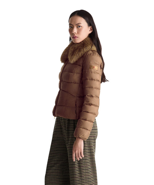 Jisk MQN Chaqueta acolchada corta Ecofur con cuello de piel sintética