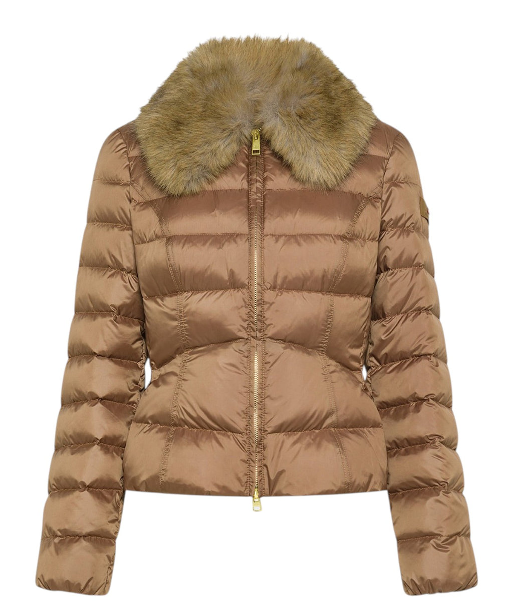 Jisk MQN Chaqueta acolchada corta Ecofur con cuello de piel sintética